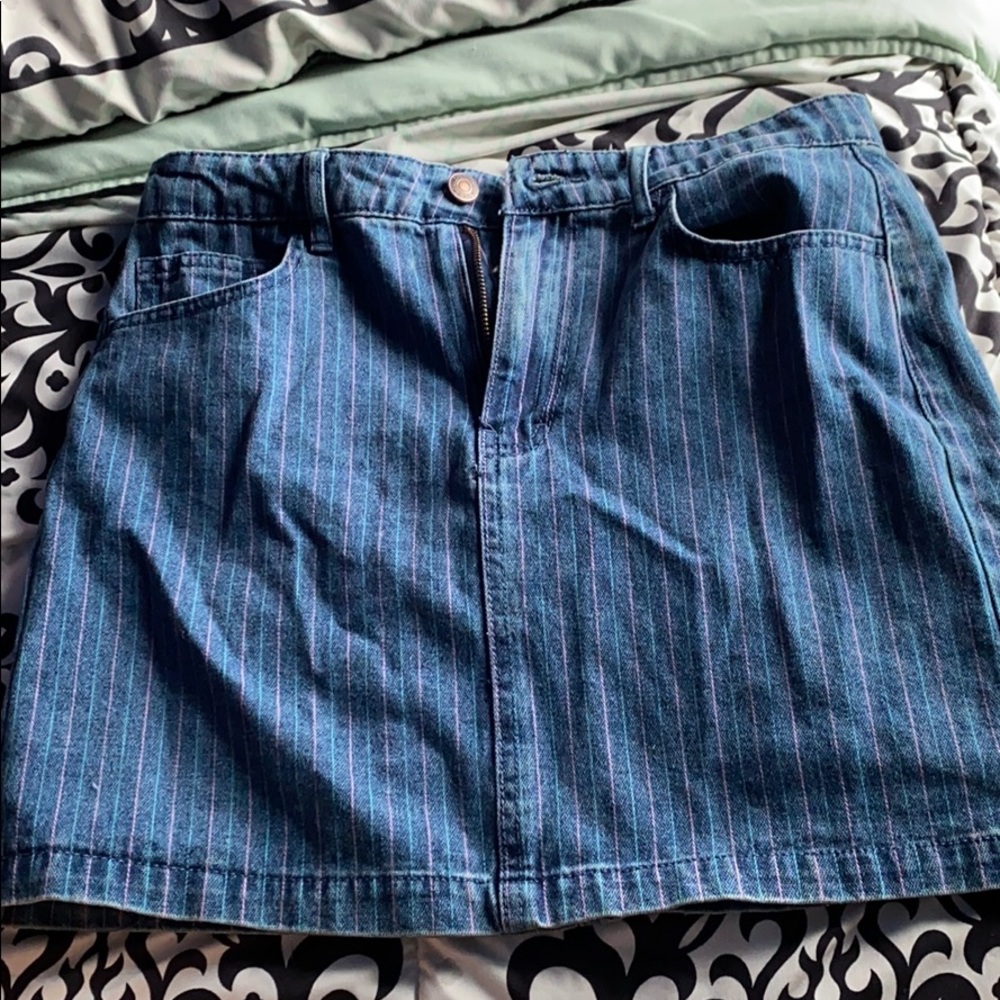 forever 21 striped denim skirt